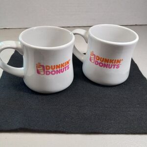 Dunkin Donuts White Bulbus Bottom Mugs Cottagecore Kitsch Grandmacore Country